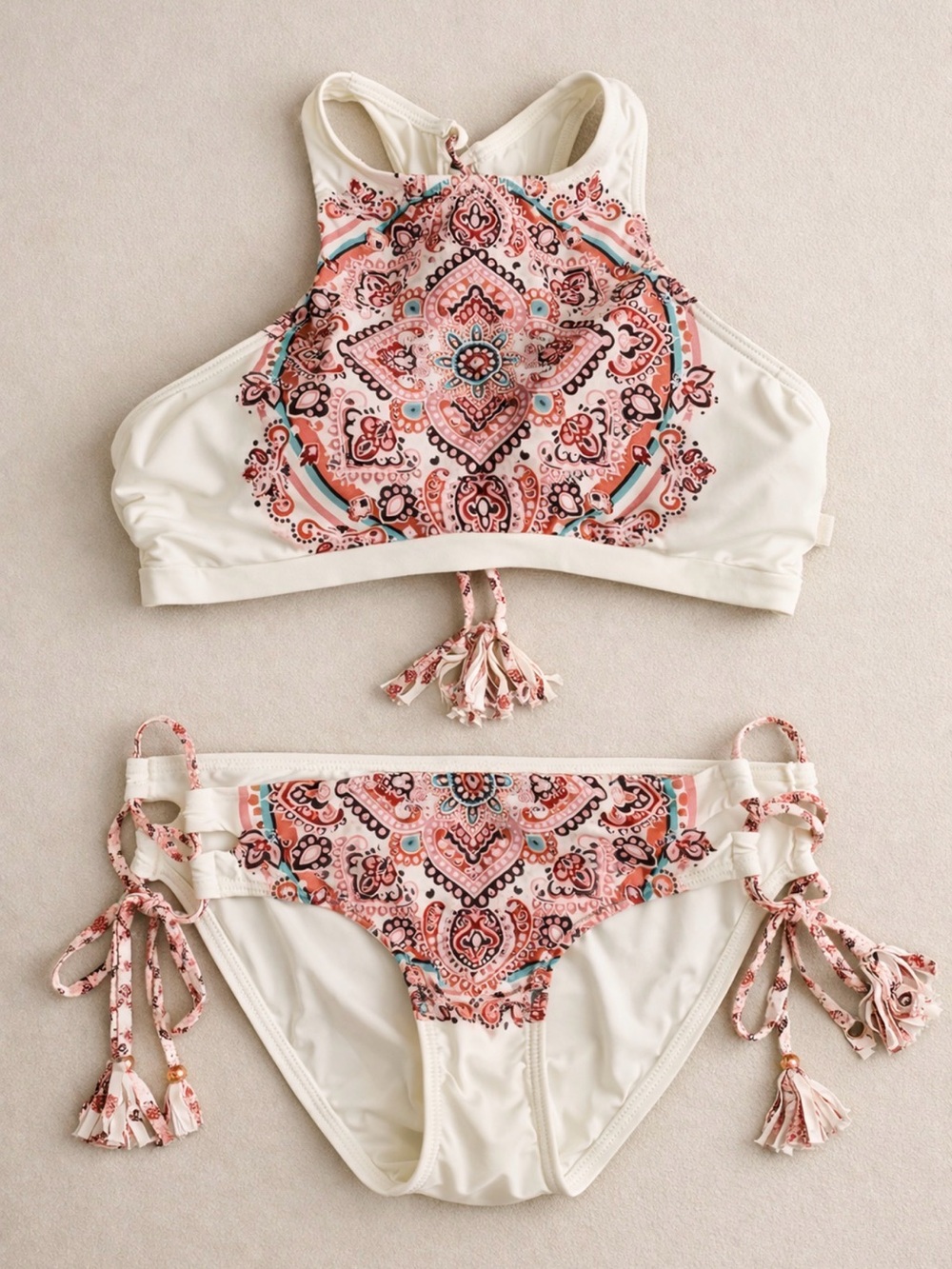 La Vie en Rose Aqua Bikini – Lace‑Up 2‑Piece Set (S/XS, NWOT)